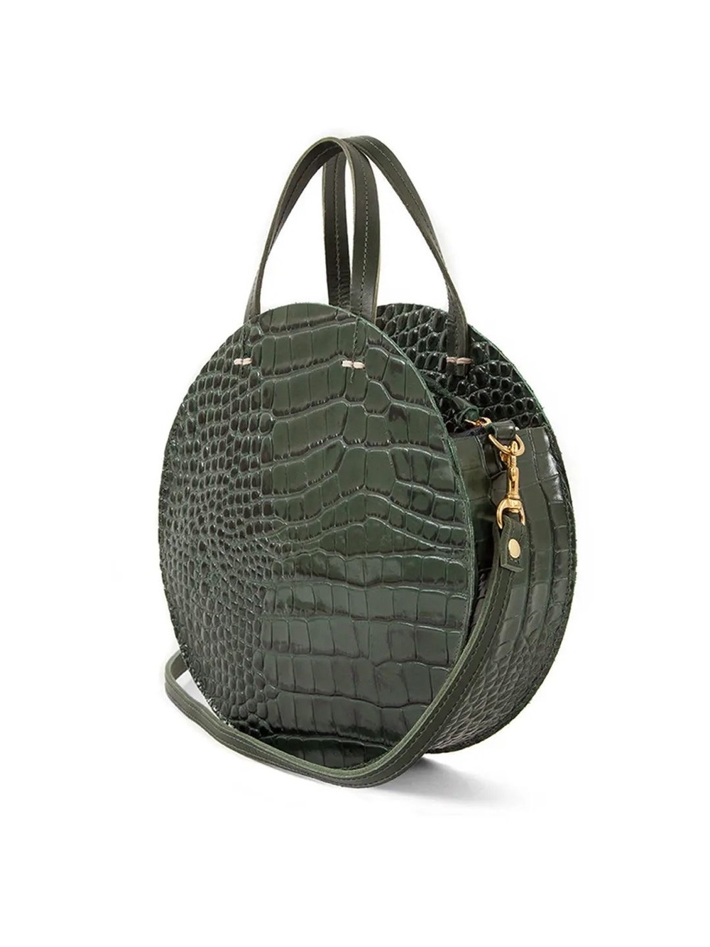 Clare V Petit Alistair Loden Croco Crossbody Bag in Loden green